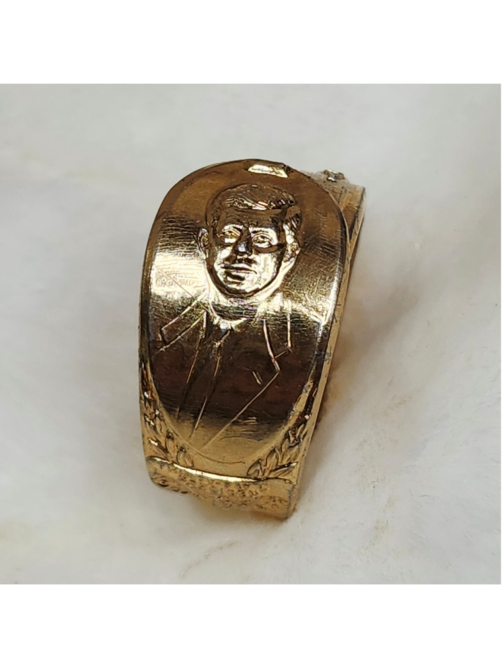 Gold Plated John F Kennedy Spoon Ring Size 12